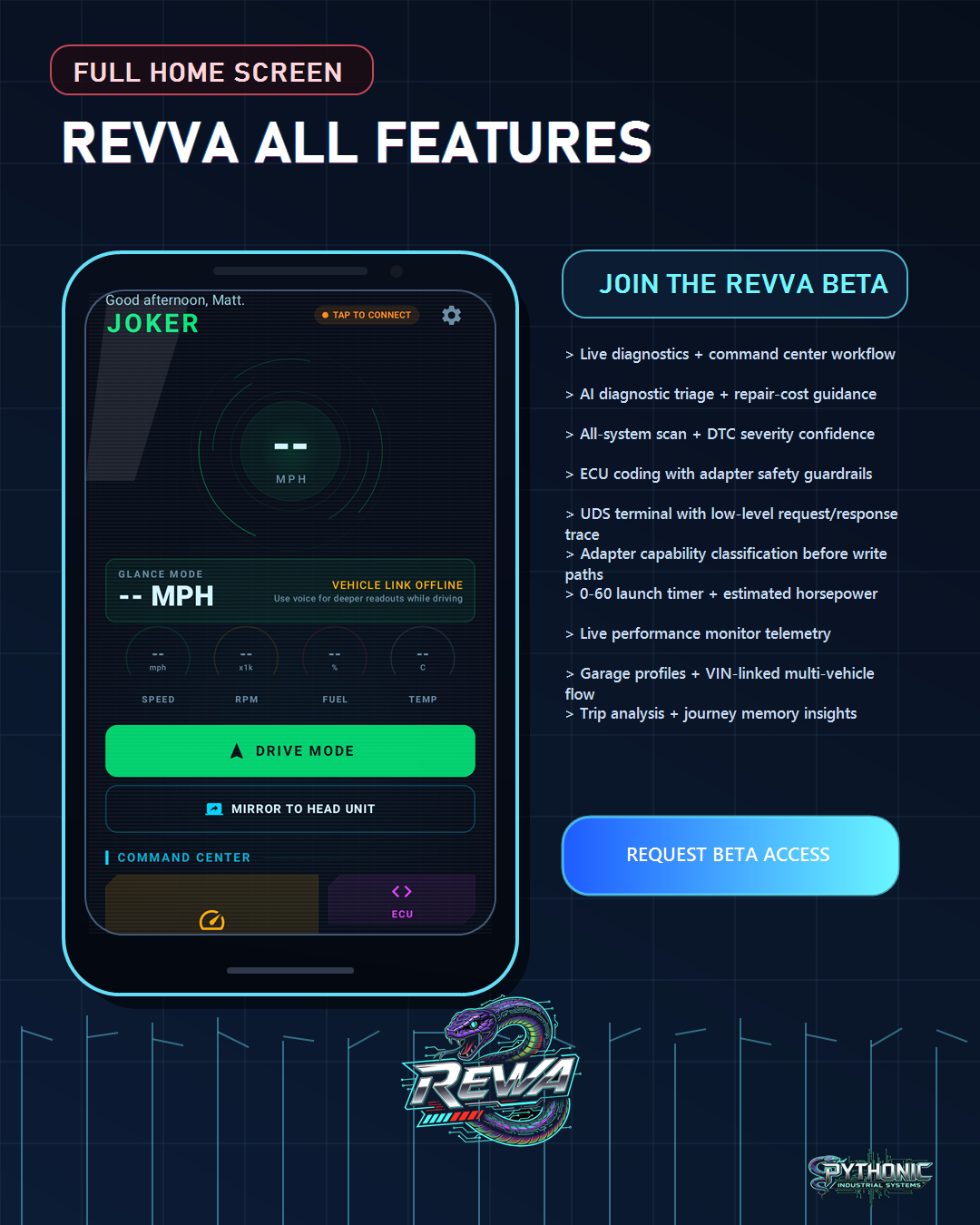 REVVA all-features beta promotional card